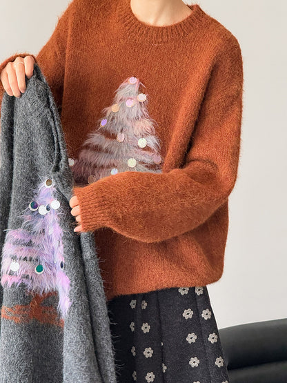 Ladies Christmas sweater, sequin design, soft