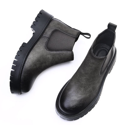 Men's leather boots, lined, slip-resistant, business style