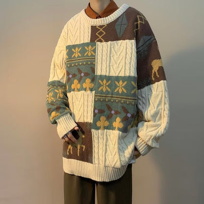 Thick knit sweater in retro style
