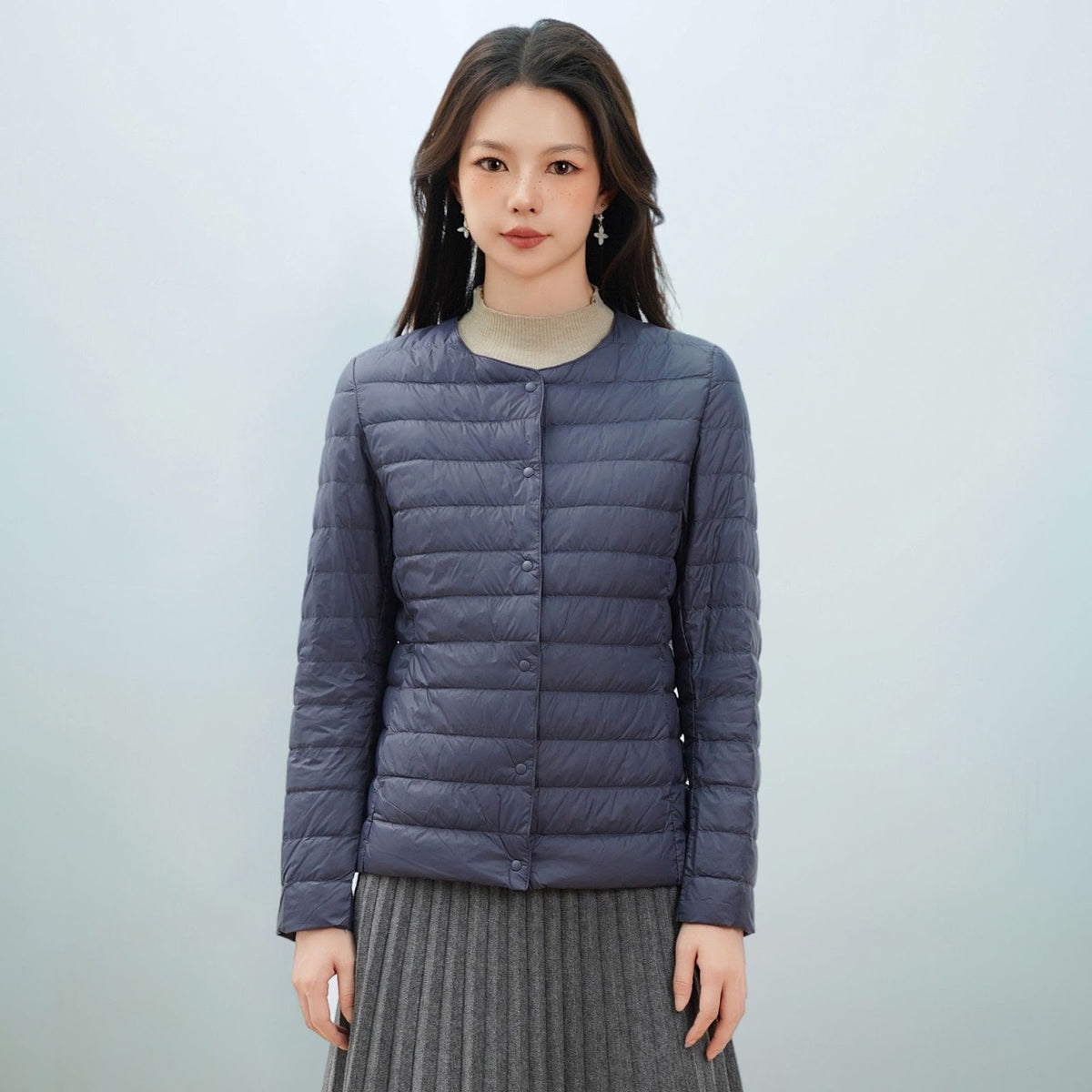 Light women's down jacket, simple design