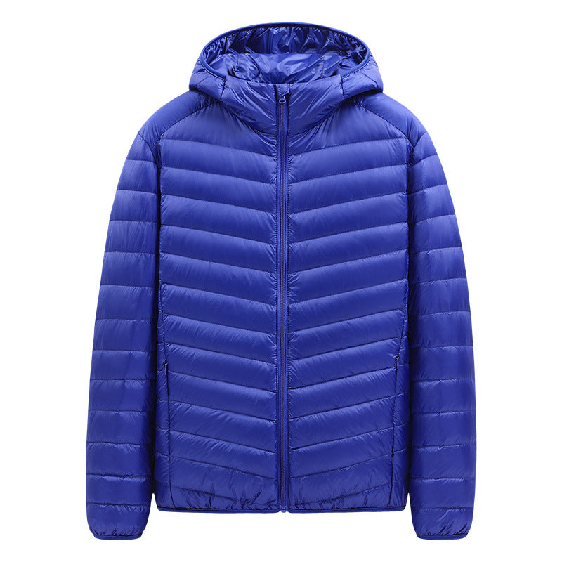 Light men's down jacket with stand-up collar, 90% duck down