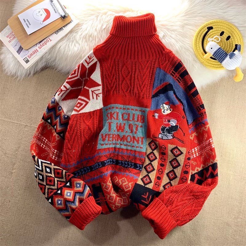 Padded knit sweater for men, Christmas design