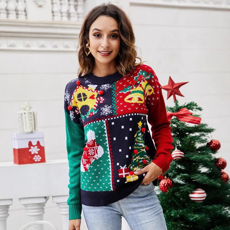 Christmas knit sweater with snowflake pattern