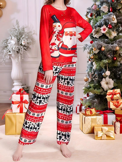 Loose Pajama Set with Gingerbread Man Motif