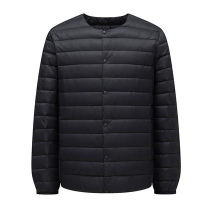 Unisex down jacket, lightweight, with adjustable neckline