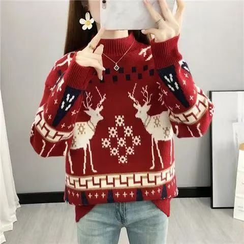 Christmas sweater, round neck, loose fit