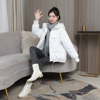 Short women's padded jacket with hood, various colors