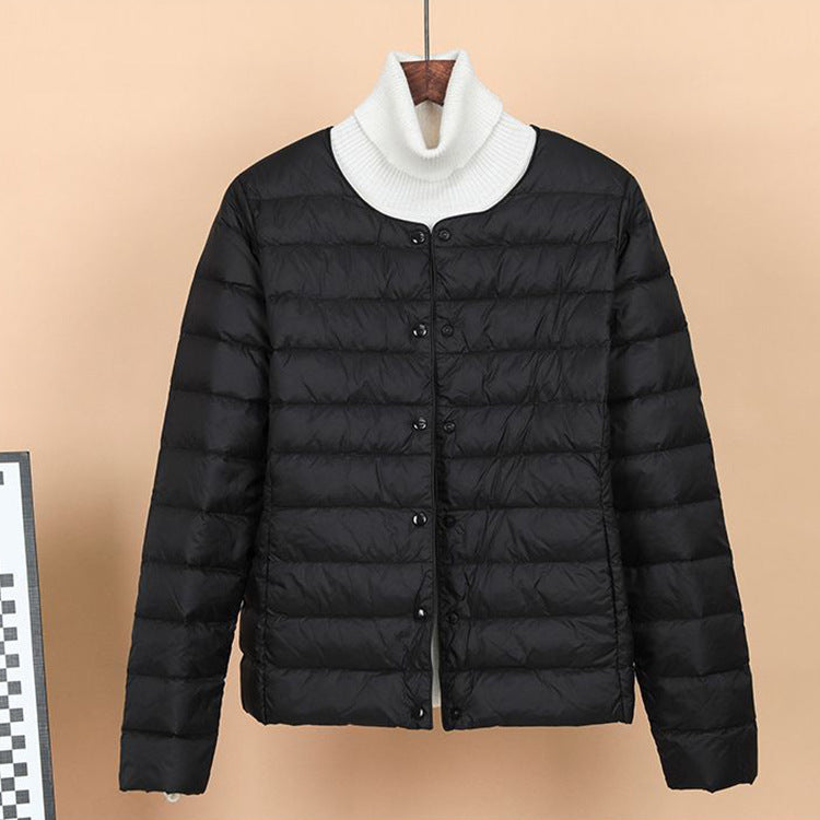 Lightweight, short down jacket as a base layer