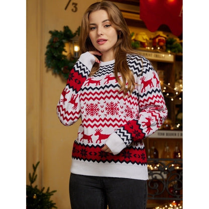 Christmas sweater with reindeer jacquard for men and women