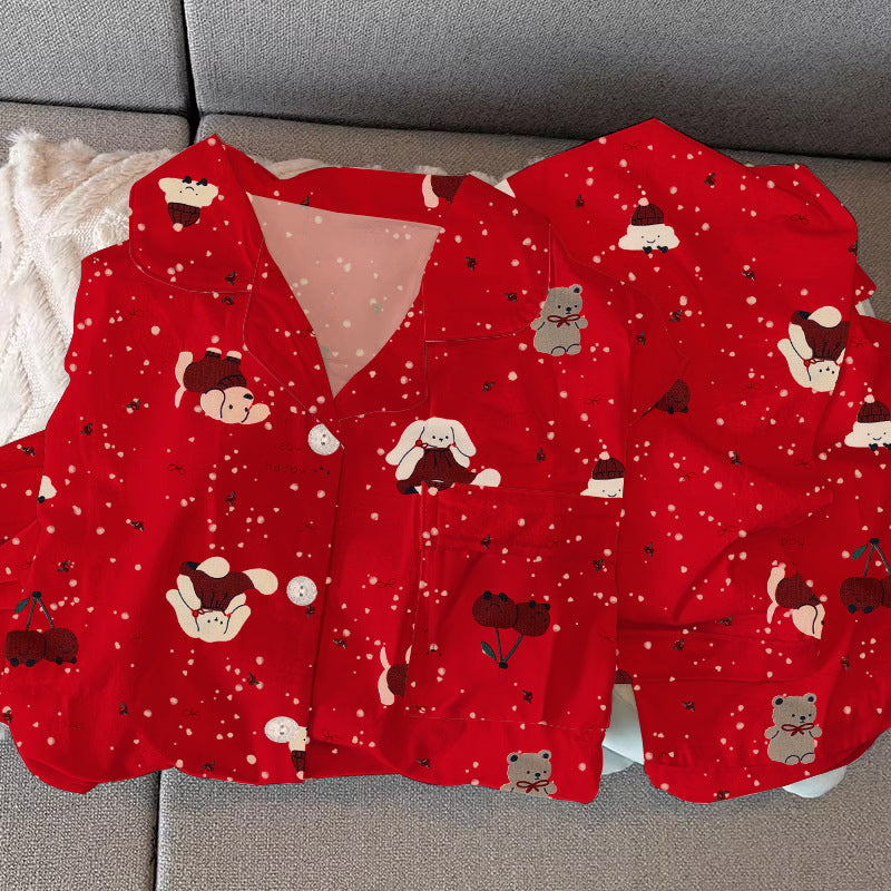 Ladies' House Suit, Long Sleeve, Christmas Bear Motif