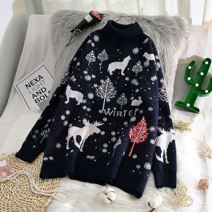 Thick turtleneck sweater in retro style