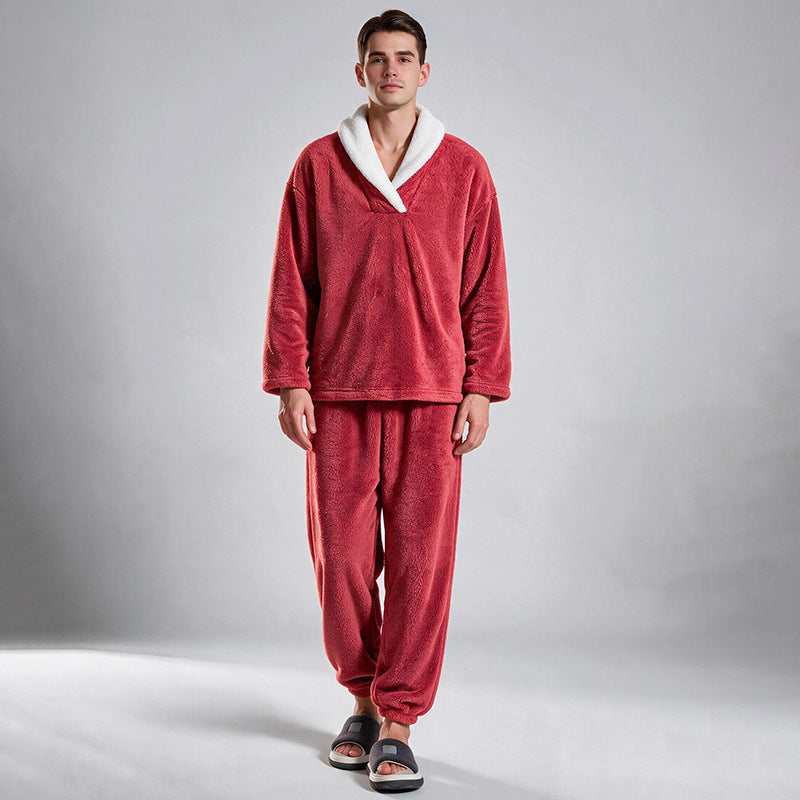 Soft Plush Pajama Set for Couples, Long Sleeve, Winter