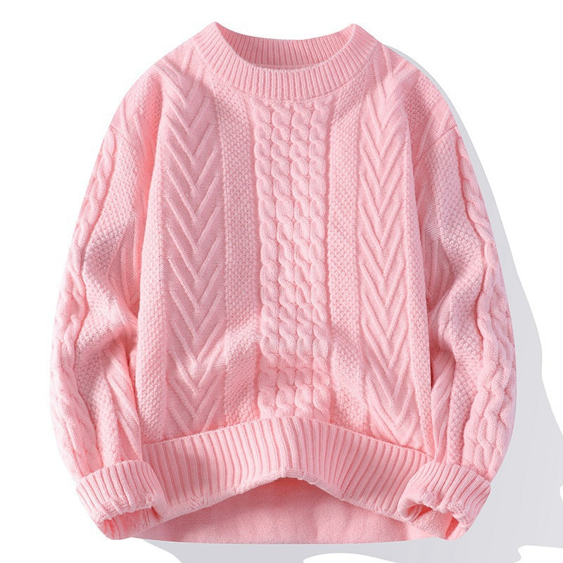 Chunky knit sweater with cable pattern