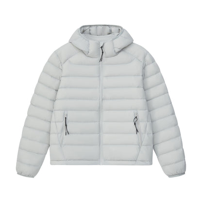 Women's down jacket with hood, quilted, warm
