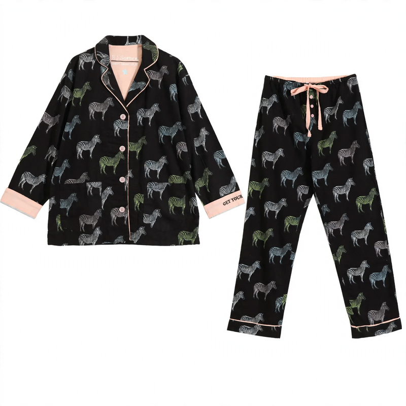 Women's pajamas, cotton, brushed on both sides, versatile