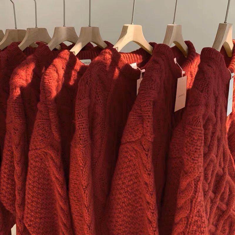 Chunky knit sweater with cable pattern