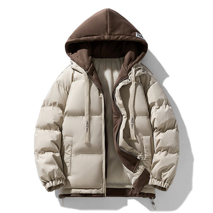 Padded men's winter jacket, hood, loose fit