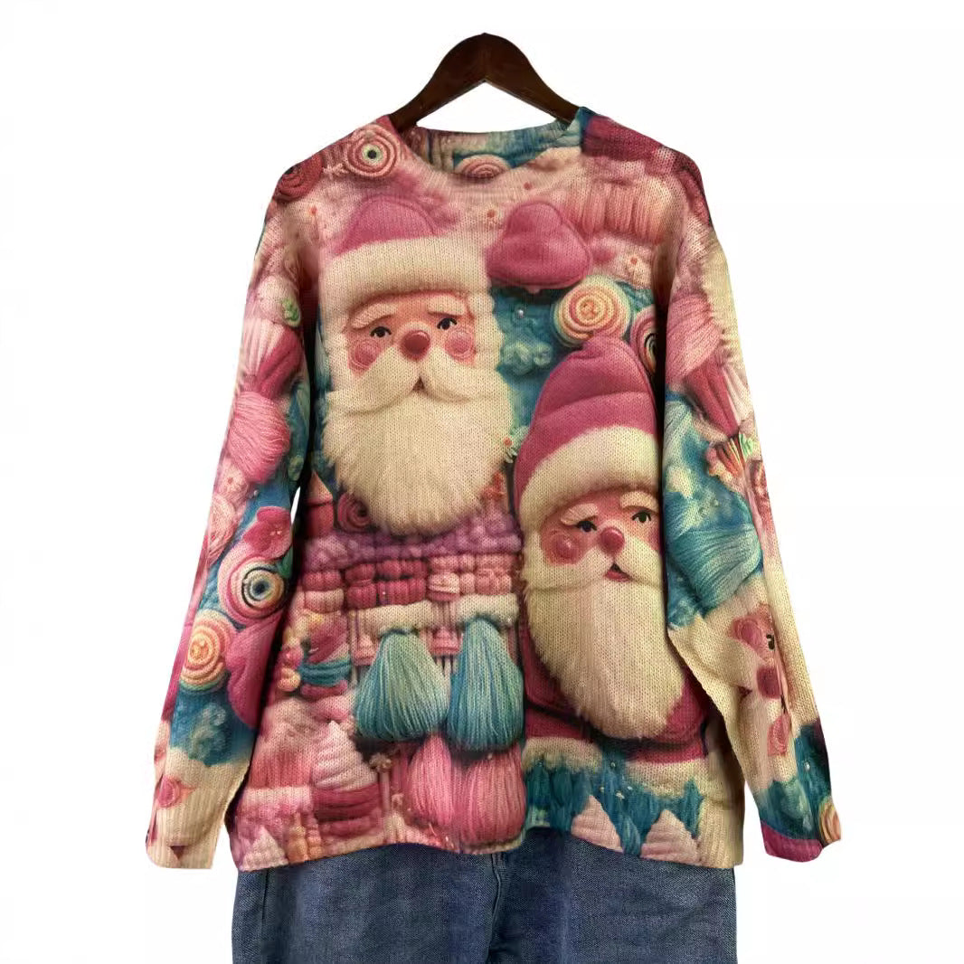 Festive knitted sweater with 3D Christmas design