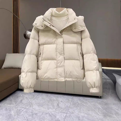 Women's padded jacket, short, with hood, plus sizes
