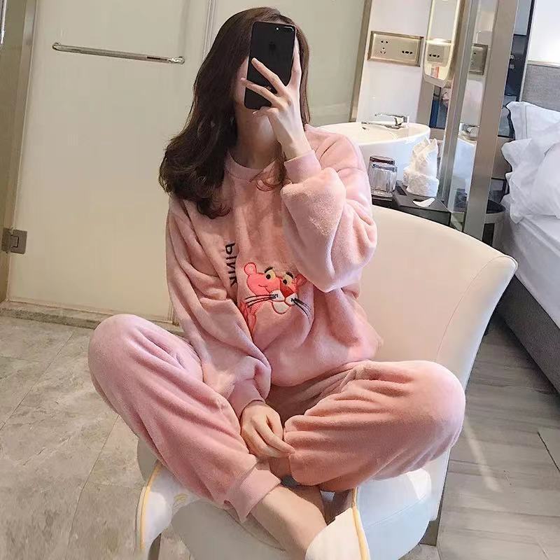 Ladies' pajama set, coral fleece, long-sleeved