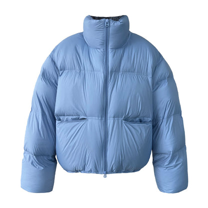 Women's down jacket with stand-up collar and white duck down filling