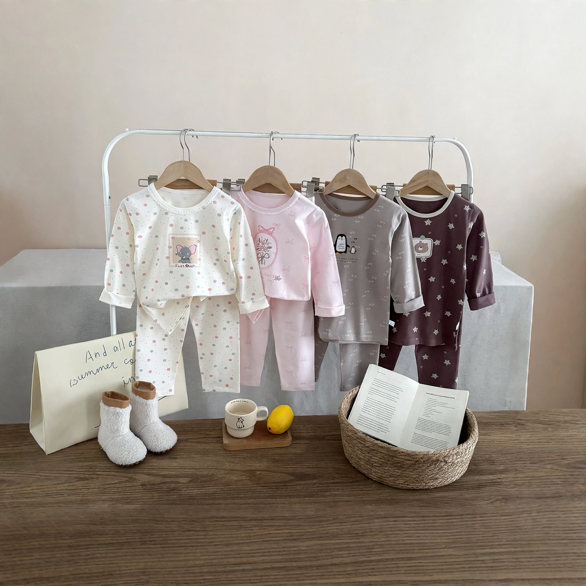 Children's Pajama Set, Cotton Blend, Various Patterns