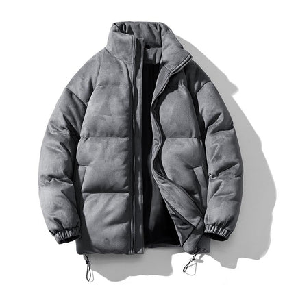 Padded men's winter jacket in suede look