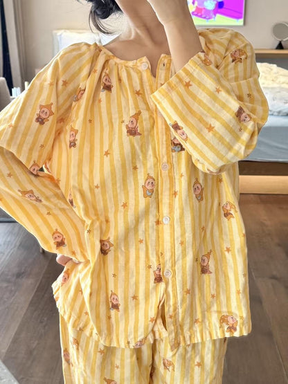 Cotton pajama, double gauze, round neck, women
