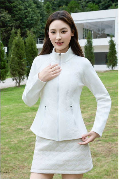 Light women's down jacket with stand-up collar