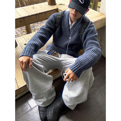 Men's Knit Sweater, Crew Neck, Contrasting Colors