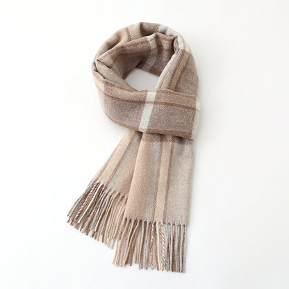 Wool scarf, checked or solid color, 170x32cm