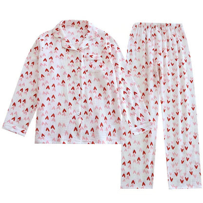 Women's pajamas, cotton gauze, long sleeves