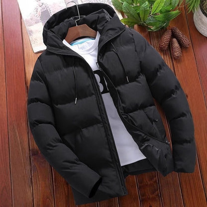Men's puffer jacket with hood, short
