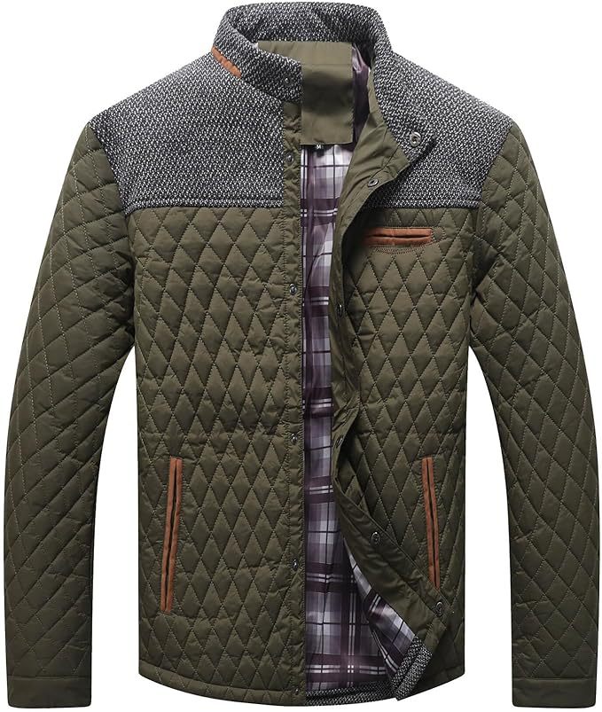 Men's padded jacket, checked, for leisure and sport