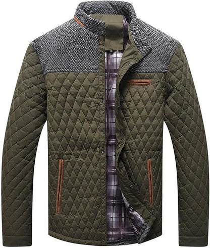 Men's padded jacket, checked, for leisure and sport