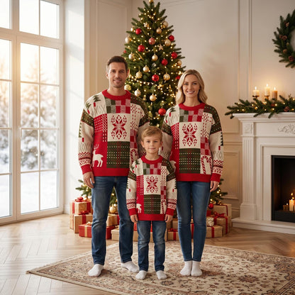 Christmas knit sweater, round neck, for the whole family
