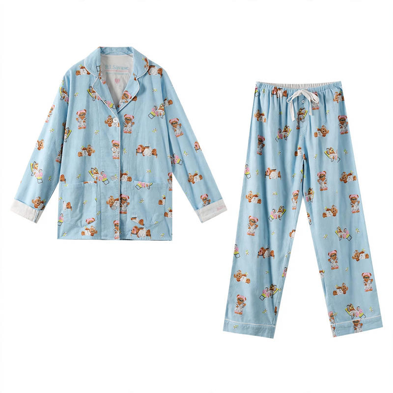 Women's Pajamas, Cotton, brushed on both sides, warm