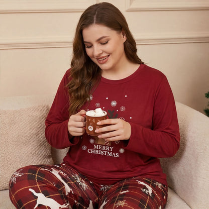 Women’s Loungewear, Long Sleeve, Reindeer Motif, Plus Size