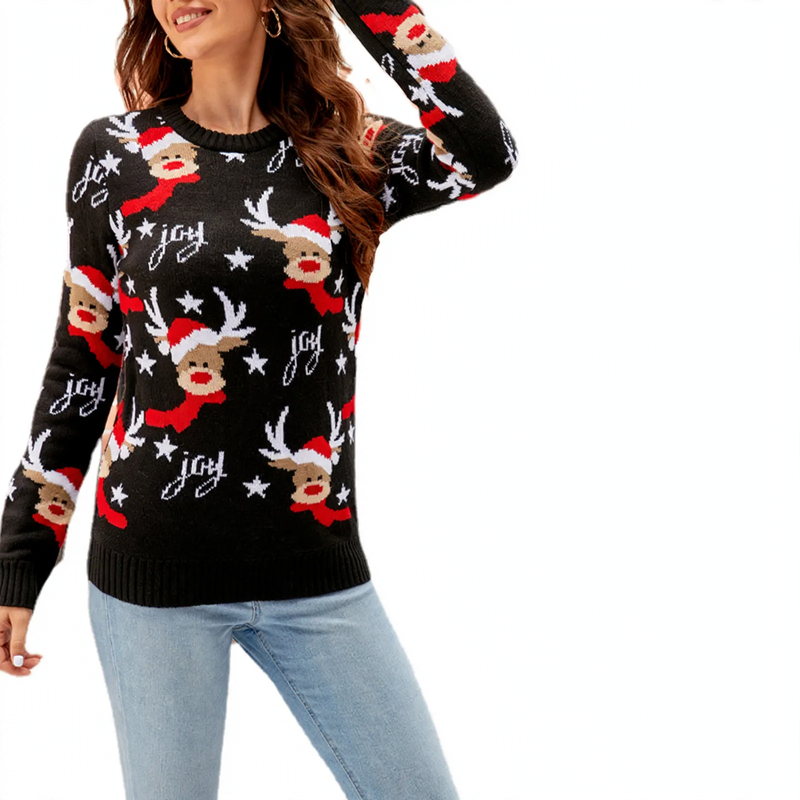 Women's Christmas sweater, round neckline, loose fit