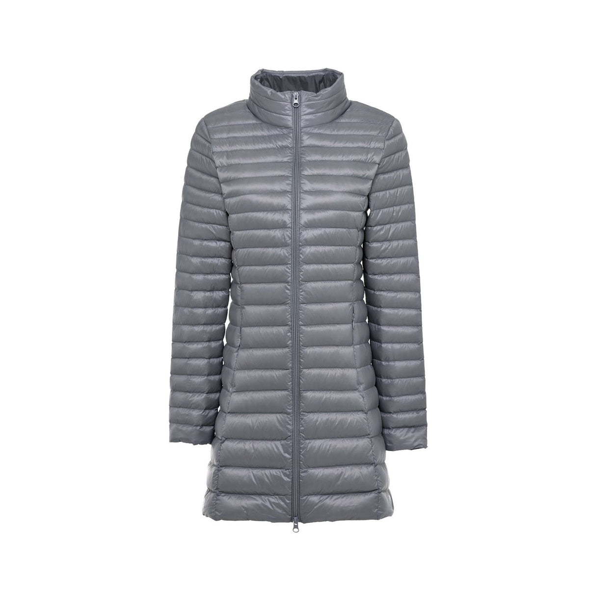 Women's down coat, mid-length, stand-up collar