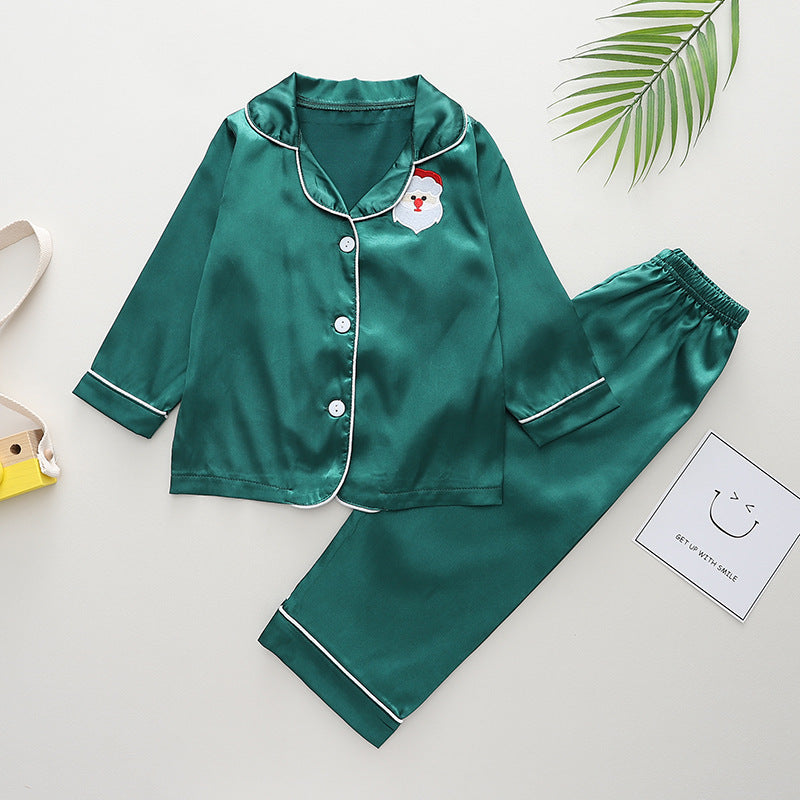 Children's Pajamas made of Ice Silk, Long Sleeved, Christmas-themed