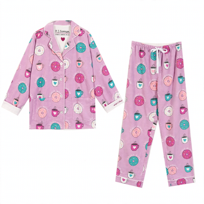 Women's pajama set, cotton, brushed on both sides, warm