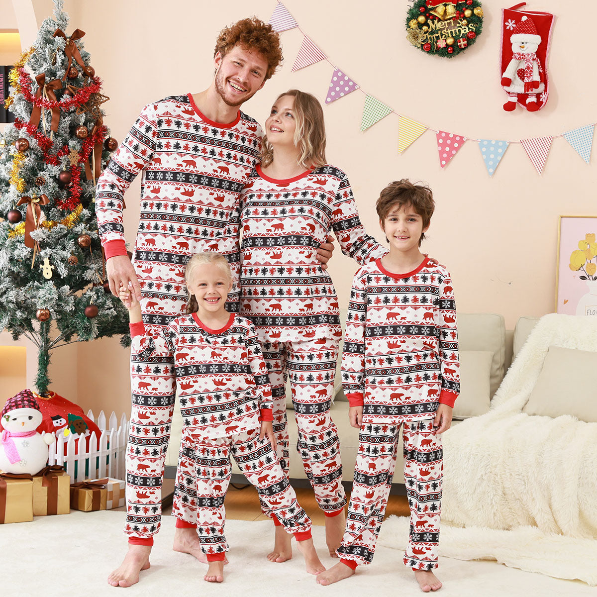 Family Pajama Set with Check Pattern