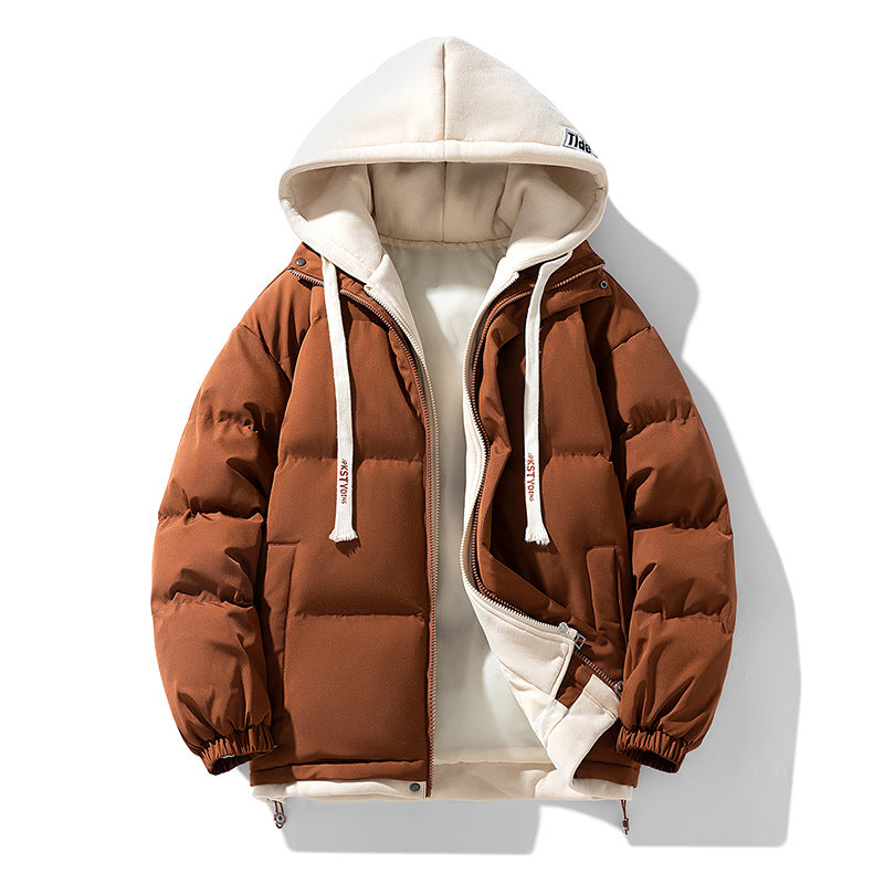 Padded men's winter jacket, hood, loose fit