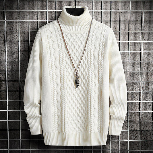 Men's sweater, turtleneck, diamond pattern, slim
