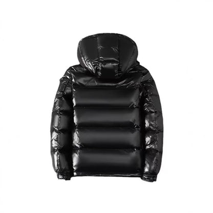 Short down jacket for men, with hood