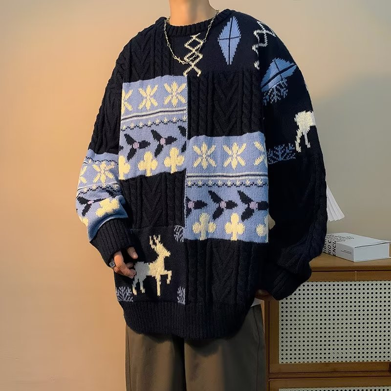 Thick knit sweater in retro style