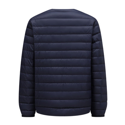 Unisex down jacket, lightweight, with adjustable neckline