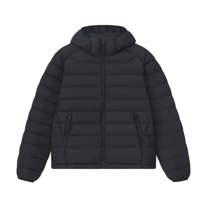 Women's down jacket with hood, quilted, warm