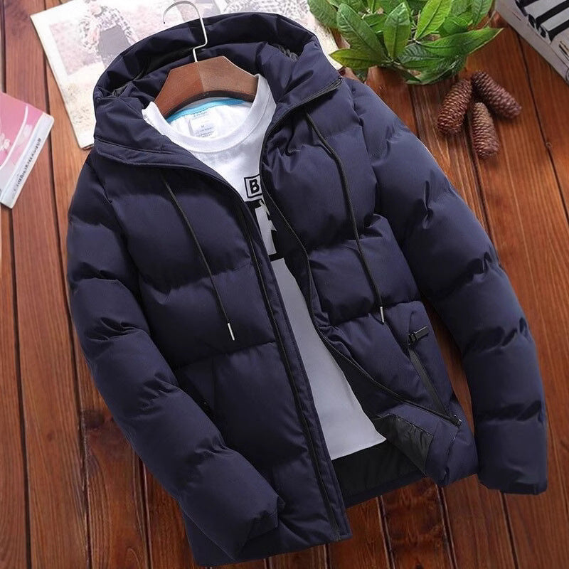 Men's puffer jacket with hood, short